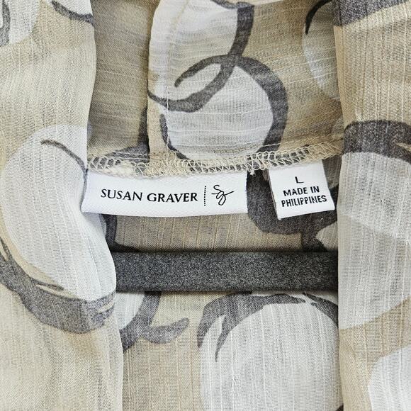 Susan Graver Sheer Open Front Lightweight Vest Large Abstract Circle Chic Artsy - Picture 9 of 12